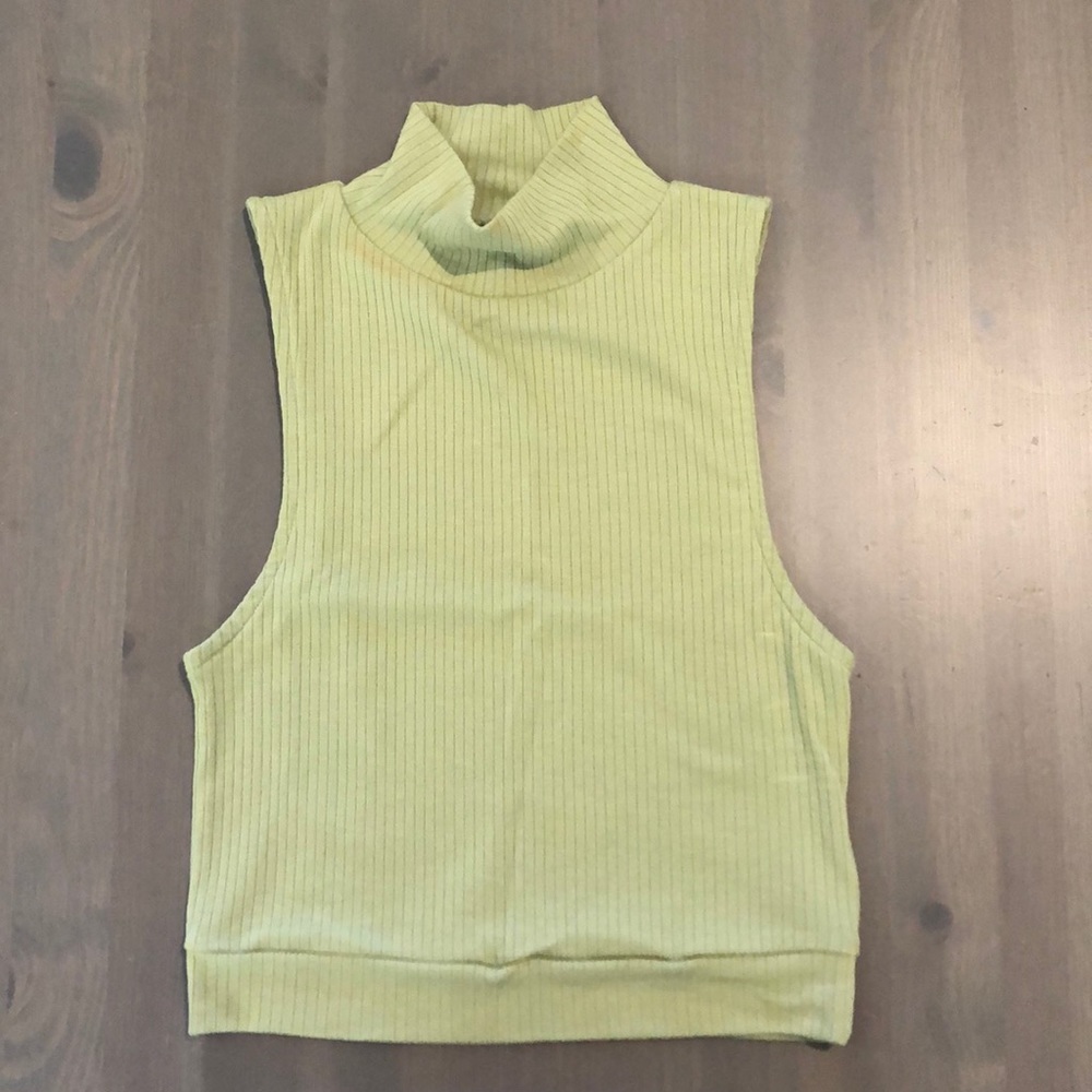 silence + noise green mock neck tank